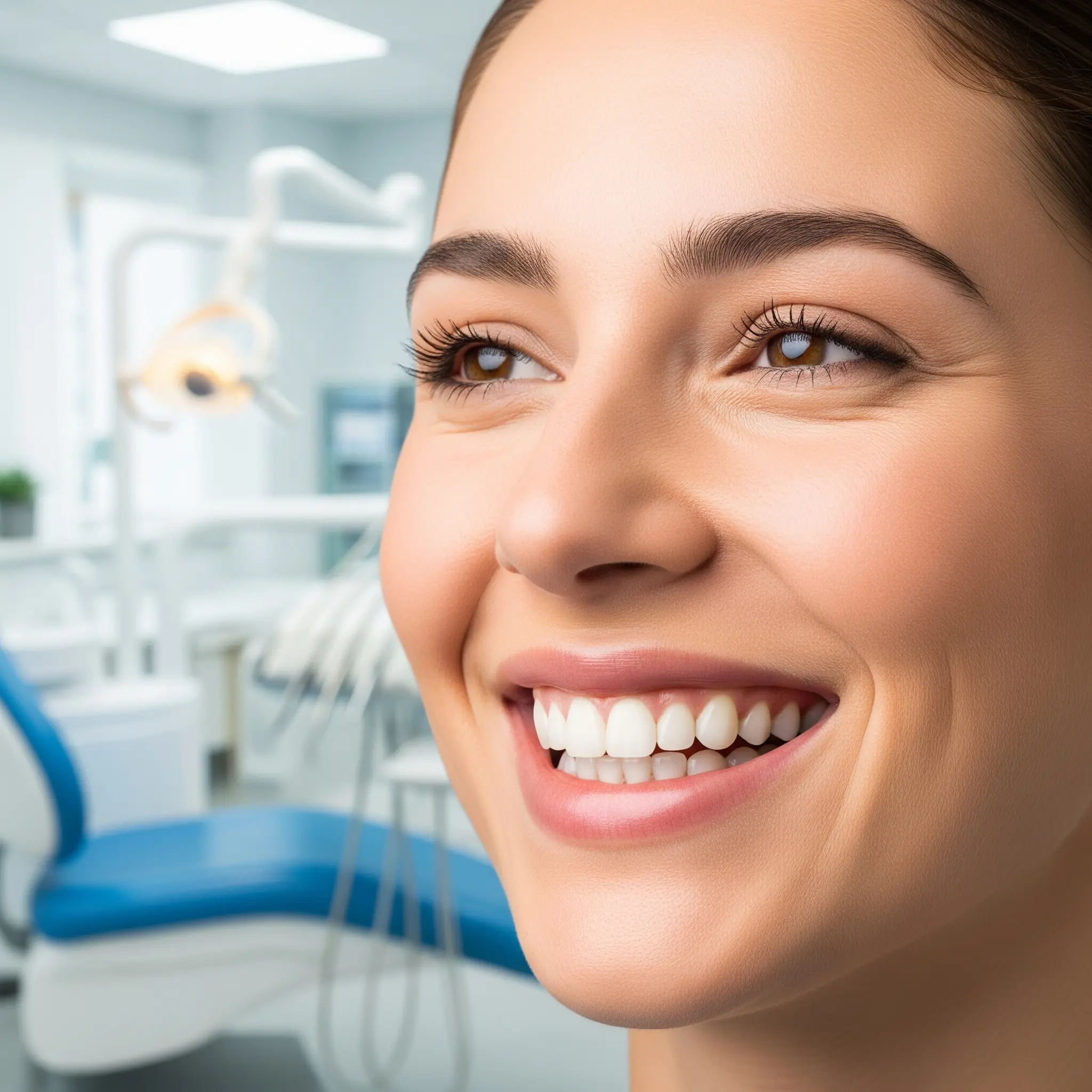Sonrisa de una mujer mostrando dientes saludables